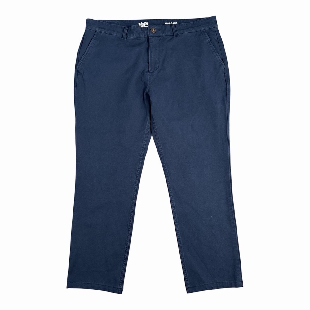 MUGSY Morgans Tapered Navy Blue Chino Pants Casual Stretch Men's 40x30(28)